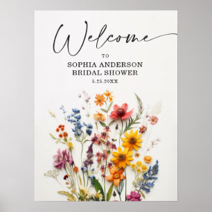 Poster Cartaz de Chuveiro de Noiva com Flores Silvestres