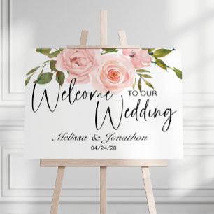 Poster Cartaz de Chuveiro de Noiva com Rosas Rosa Cor de