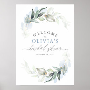 Poster Cartaz de Chuveiro de Noiva Elegante Azul Poeirent