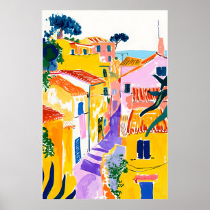 Poster Cartaz de Cidade Italiana em Arte Costeira Pastel