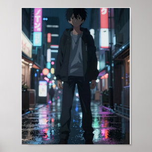 Poster Cartaz de Cidade Neon Anime Cinematográfico
