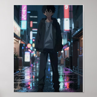 Poster Cartaz de Cidade Neon Anime Cinematográfico