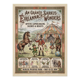 Póster Cartaz de Circo Irlandês Antigo - Leprechauns Míst
