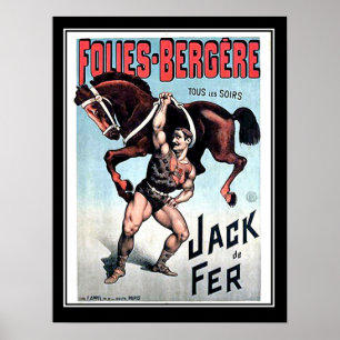 Póster Cartaz de Circo Vintage Homem Forte Jack de Ferro