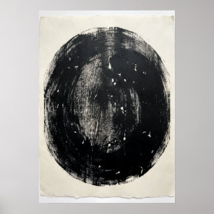 Poster Cartaz de Círculo Preto Minimalista   Enso Abstrat