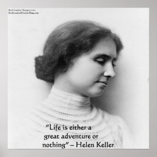 Póster Cartaz de Citação "A Vida é Aventura" de Helen Kel