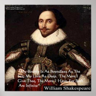Poster Cartaz de Citação de Amor de Shakespeare "Amor Inf