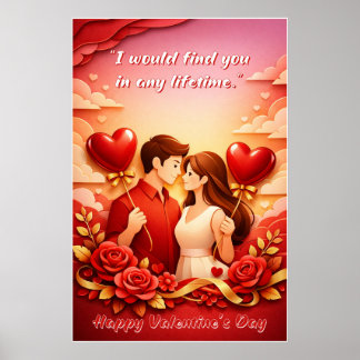Poster Cartaz de Citação de Amor do Dia dos Namorados