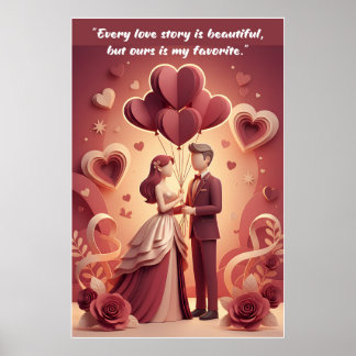 Poster Cartaz de Citação de Amor do Dia dos Namorados