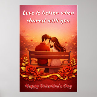 Poster Cartaz de Citação de Amor do Dia dos Namorados