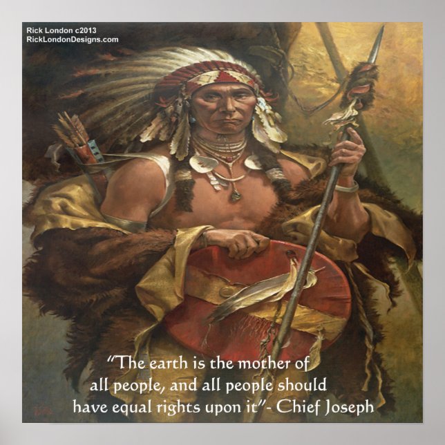 Poster Cartaz de Citação de Chief Joseph "Mãe Terra" (Frente)