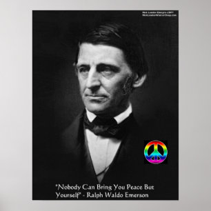 Póster Cartaz de Citação de Emerson "Peace Yourself" Wisd