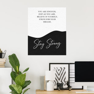 Poster Cartaz de Citação de Incentivo Preto e Branco
