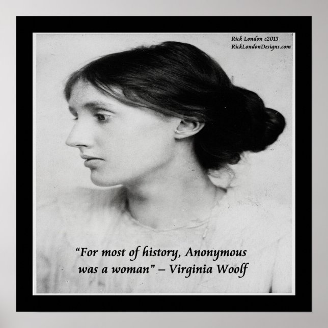 Poster Cartaz de Citação de Virginia Woolf Mulher Anônima (Frente)