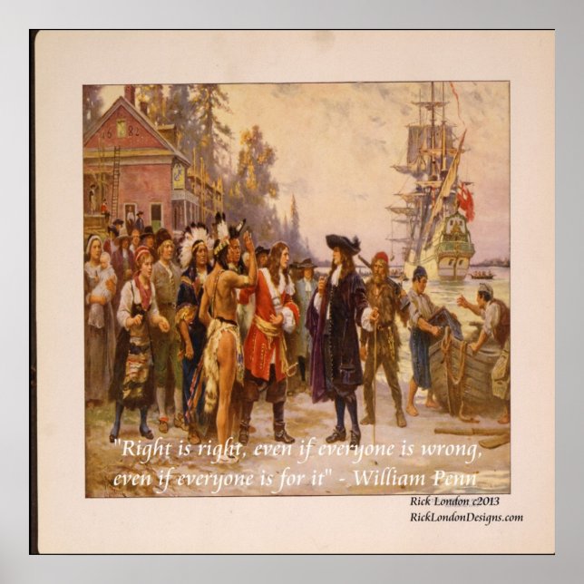 Póster Cartaz de Citação de William Penn "O Certo é Certo (Frente)