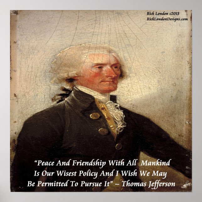 Poster Cartaz de Citação "Paz e Amizade" de Thomas Jeffer (Frente)
