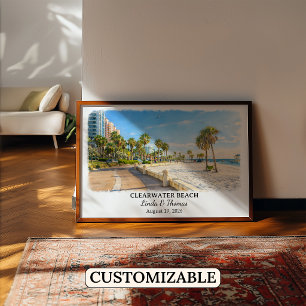 Poster Cartaz de Clearwater Beach Flórida, Aquarela