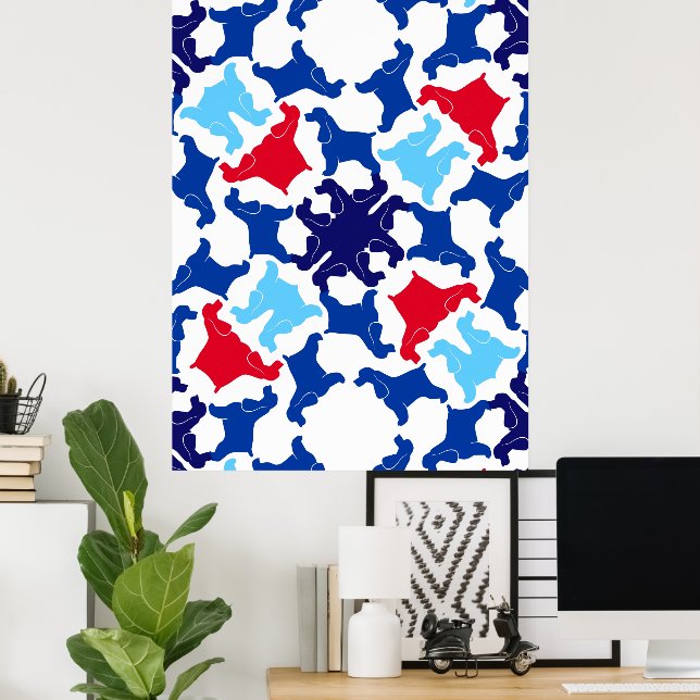 Poster Cartaz de Cocker Spaniel azul e vermelho (Escritório em casa)