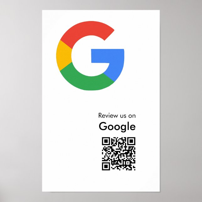 Poster Cartaz de Código QR de Avaliação do Google Moderno (Frente)