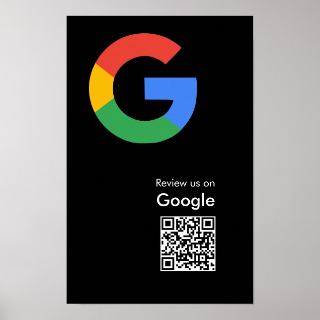 Poster Cartaz de Código QR de Avaliação do Google Moderno (Frente)