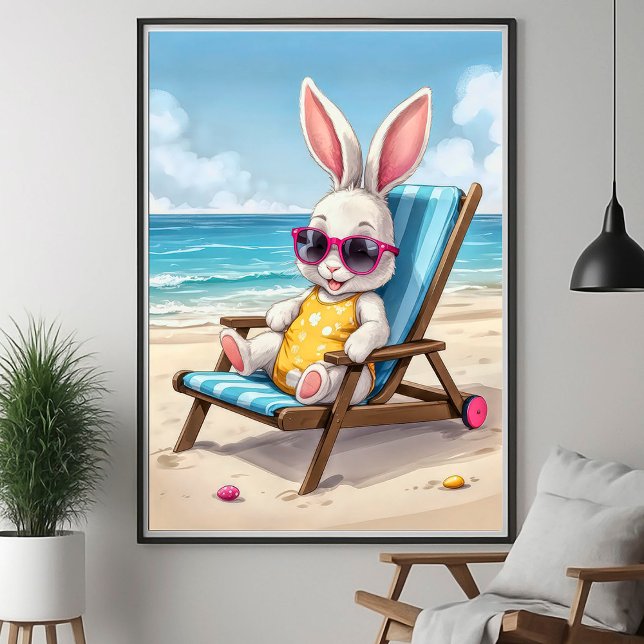 Poster Cartaz de Coelho Fofo de Verão Costeiro para Crian (Criador carregado)