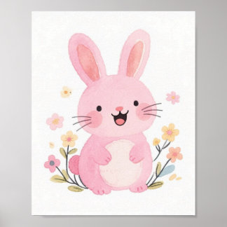 Poster Cartaz de Coelho Rosa
