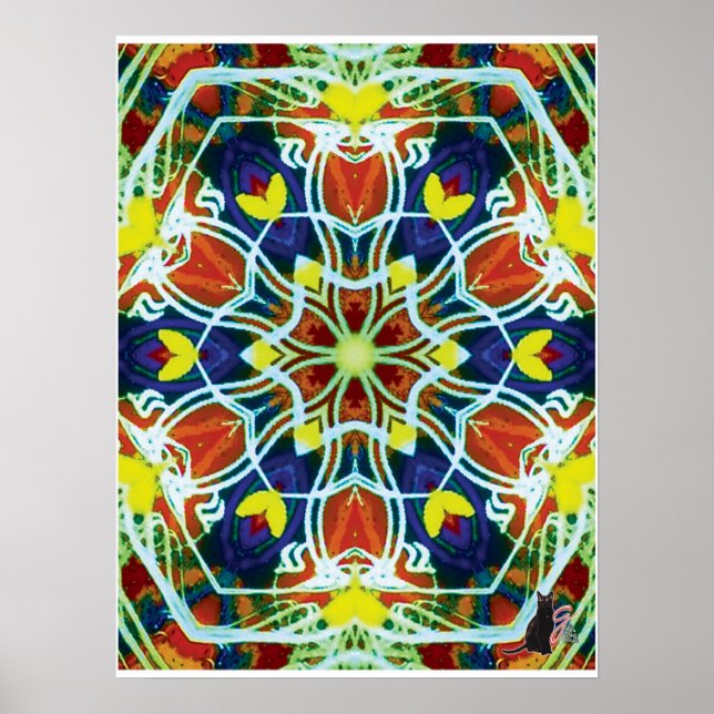 Póster Cartaz de Colagem Cinética de Wicker Kaleidoscópio (Frente)