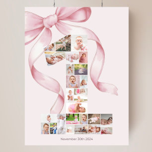 Póster Cartaz de Colagem de Fotos de Aniversário de Um An