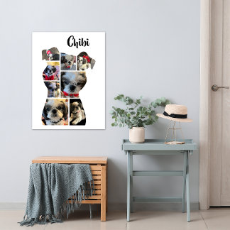 Poster Cartaz de Colagem de Fotos em Forma de Cachorro