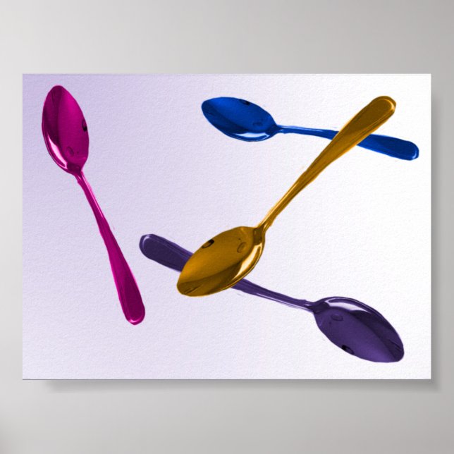 Poster Cartaz de Colheres Coloridas Culinárias (Frente)