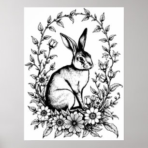 Poster Cartaz de Colorir Coelho Art Nouveau 4