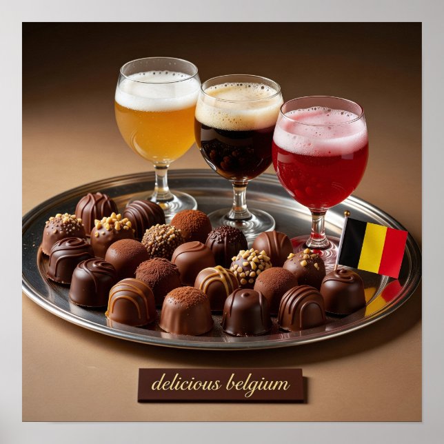 Poster Cartaz de Combinação de Cerveja e Chocolate Belga (Frente)