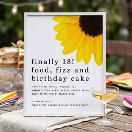 Poster Cartaz de Comida de Girassol para Festa de 18 Anos