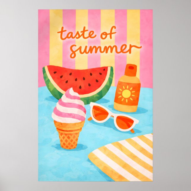 Poster Cartaz de comida de praia de verão retrô, Tropical (Frente)