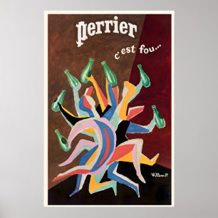 Poster Cartaz de comida e bebida retrô vintage Perrier