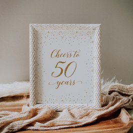 Poster Cartaz de Confete Dourado Parabéns pelos 50 Anos -