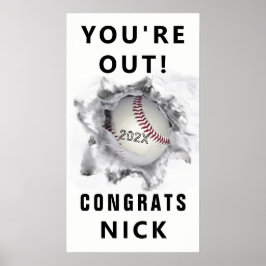 Poster cartaz de congratulações de formatura de beisebol