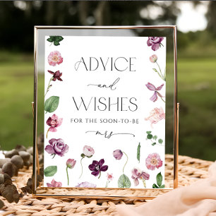 Poster Cartaz de Conselhos e Desejos Florais em Aquarela