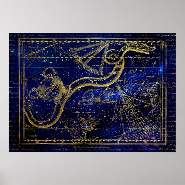 Poster cartaz de constelação de gato e cobra (Frente)