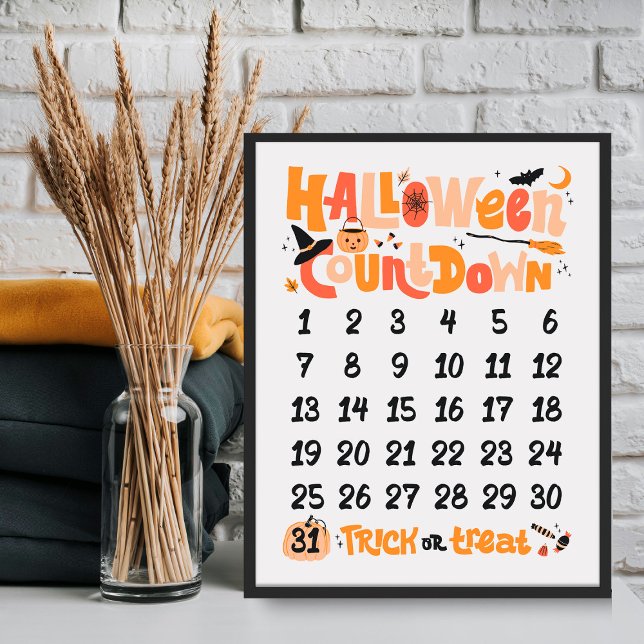 Poster Cartaz de Contagem Regressiva de Halloween Boho Fo (Criador carregado)