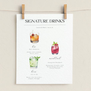 Poster Cartaz de Coquetéis de Casamento de Drinks Especia