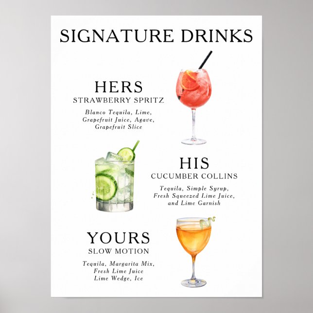 Poster Cartaz de Coquetel de Casamento de Drinks com Assi (Frente)