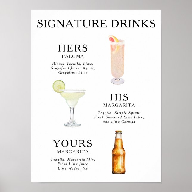 Poster Cartaz de Coquetel de Casamento de Drinks com Assi (Frente)