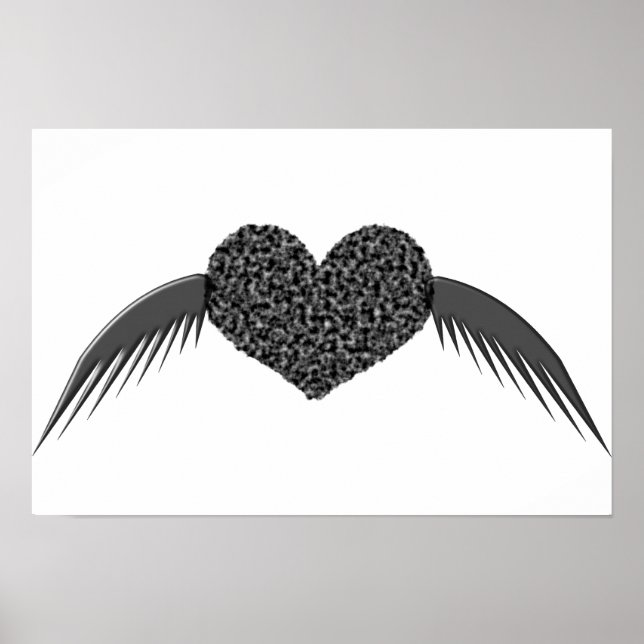 Póster Cartaz de Coração de Amor Alado Gótico (Frente)