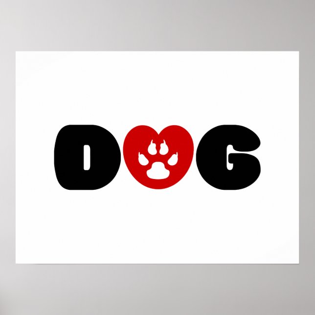 Poster Cartaz de Coração de Amor de Cachorro (Frente)
