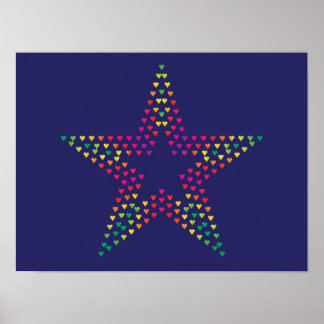 Poster Cartaz de corações de estrela decorativos