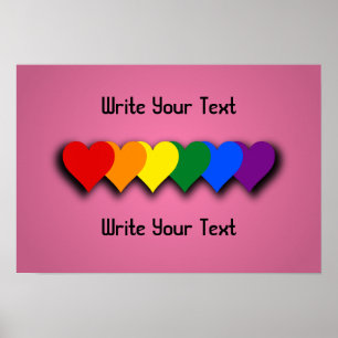 Poster Cartaz de corações do orgulho LGBT