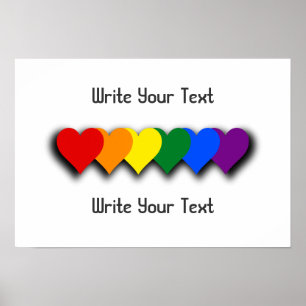 Poster Cartaz de corações do orgulho LGBT