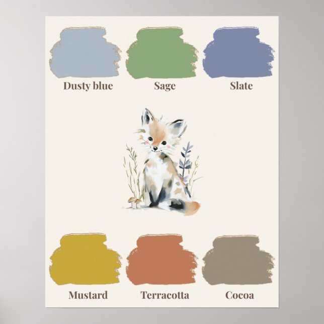 Poster Cartaz de Cores da Floresta para Berçário (Frente)