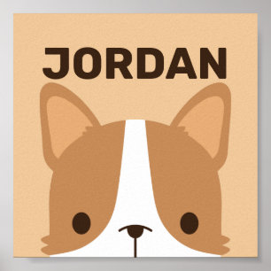 Poster Cartaz de Corgi Fofo com Nome Personalizado